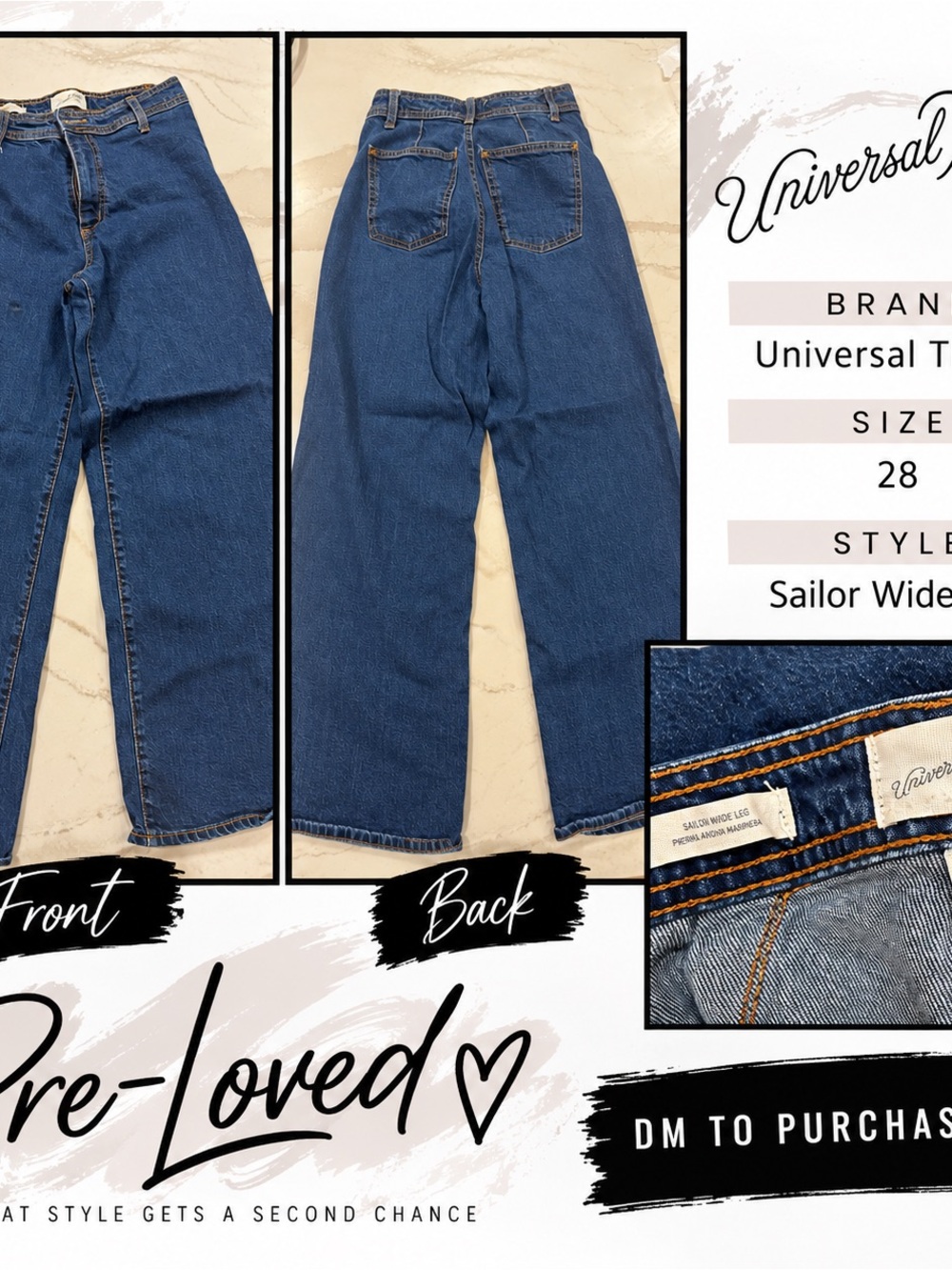 Universal Thread Blue Wide-Leg Sailor Jeans